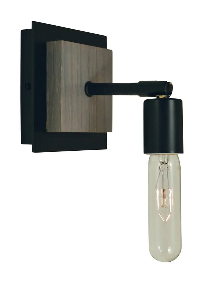 Loft 1-Light Wall Sconce in Matte Black with Grey Oak Accents