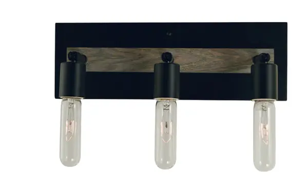 Loft 3-Light Matte Black with Grey Oak Accents Sconce