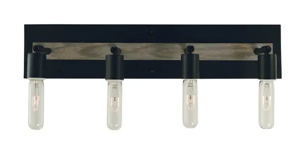 Loft 4-Light Matte Black with Grey Oak Accents Sconce