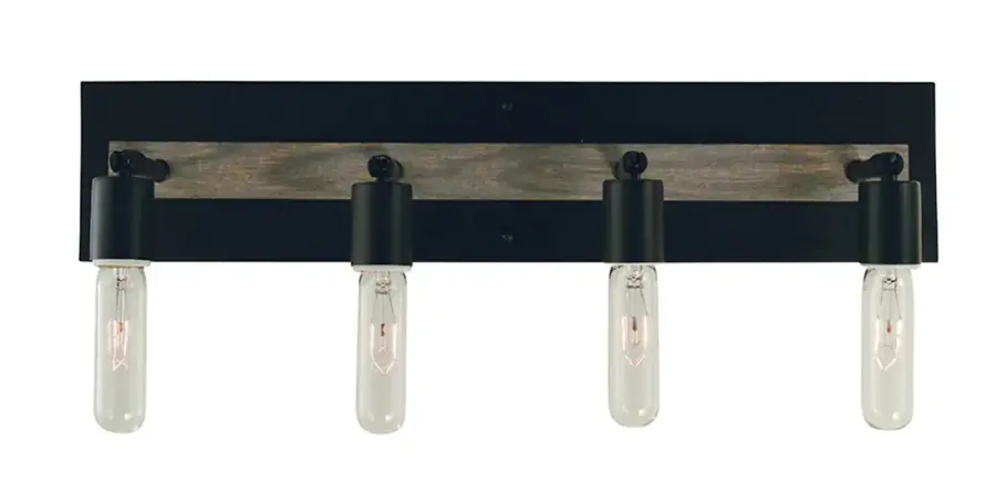 Loft 4-Light Matte Black with Grey Oak Accents Sconce