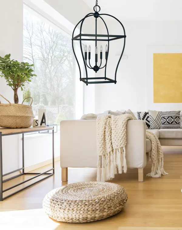 Five Light Chandelier in Matte Black