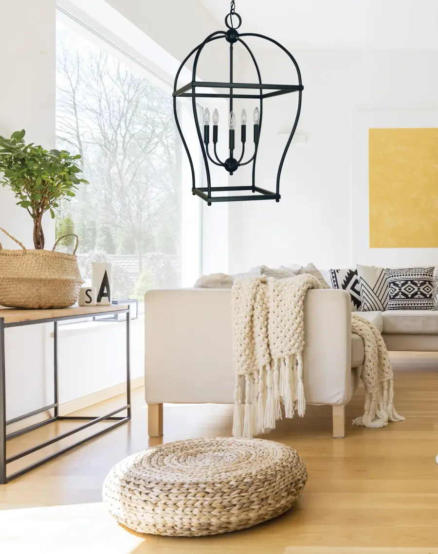 Five Light Chandelier in Matte Black