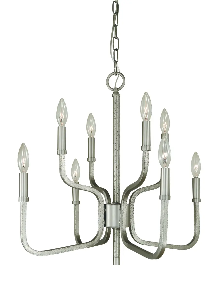 Eight Light Chandelier in Iron