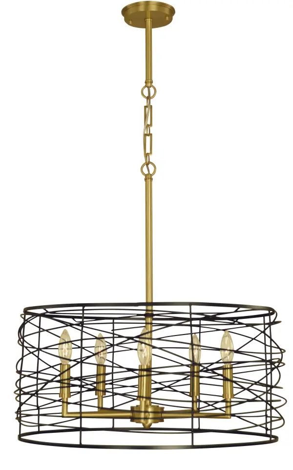 Woven wire shade diffuses light, decorative square chain