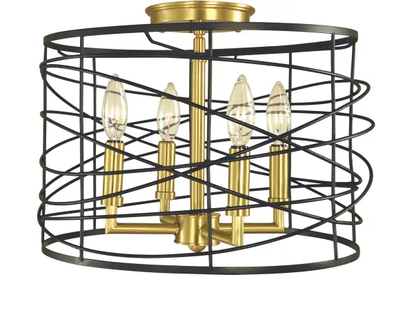 Woven wire shade diffuses light, decorative square chain