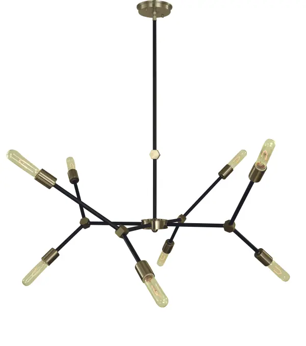 Milled bar stock is used to create the hexagon shapes with multiple stems provided for hanging