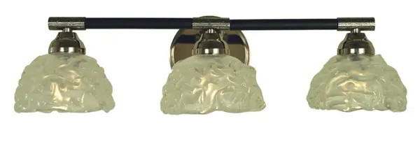The Stonebridge sconce combines polished nickel and matte black finishes for a striking two-tone look. Three glass globe shades provide ample illumination, making it ideal for vanity lighting or hallway applications.