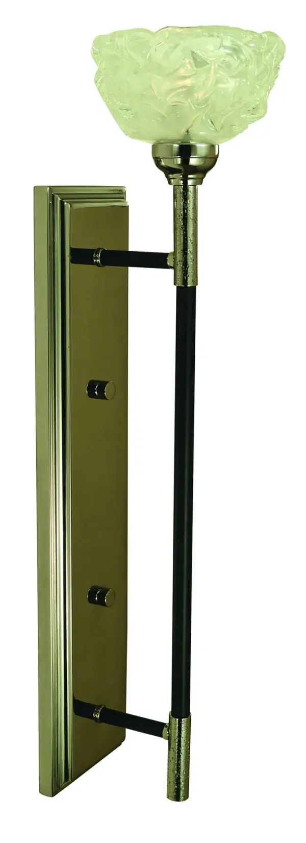This sophisticated wall sconce combines polished nickel and matte black finishes for a contemporary look. At 27 inches tall, it makes a bold vertical statement perfect for flanking mirrors or creating dramatic hallway lighting.
