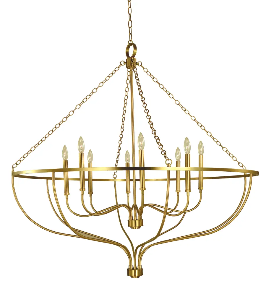 Eight Light Foyer Chandelier in Matte Black