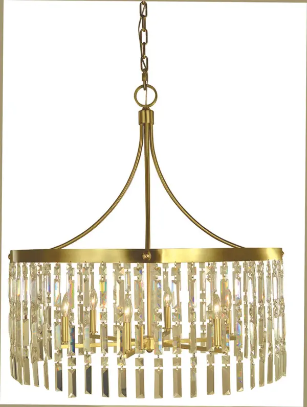 The Holly chandelier brings timeless elegance to dining spaces with its classic 6-light candle design and warm brushed brass finish. At 24 inches wide, it's perfectly proportioned for medium-sized rooms and tables.