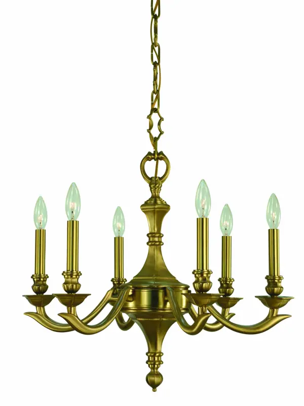 The Scarsdale chandelier brings timeless elegance to dining spaces with its 6-light candle configuration and warm brushed brass finish. At 23 inches wide, it's perfectly proportioned for medium dining rooms and kitchen islands.