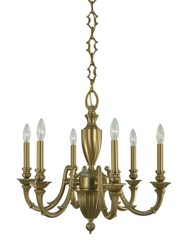 The Wellesley 6-Light Chandelier combines timeless candle-style design with contemporary brushed brass finish. At 23 inches wide with adjustable 36-inch chain, it's perfectly sized for medium dining rooms and kitchen islands.