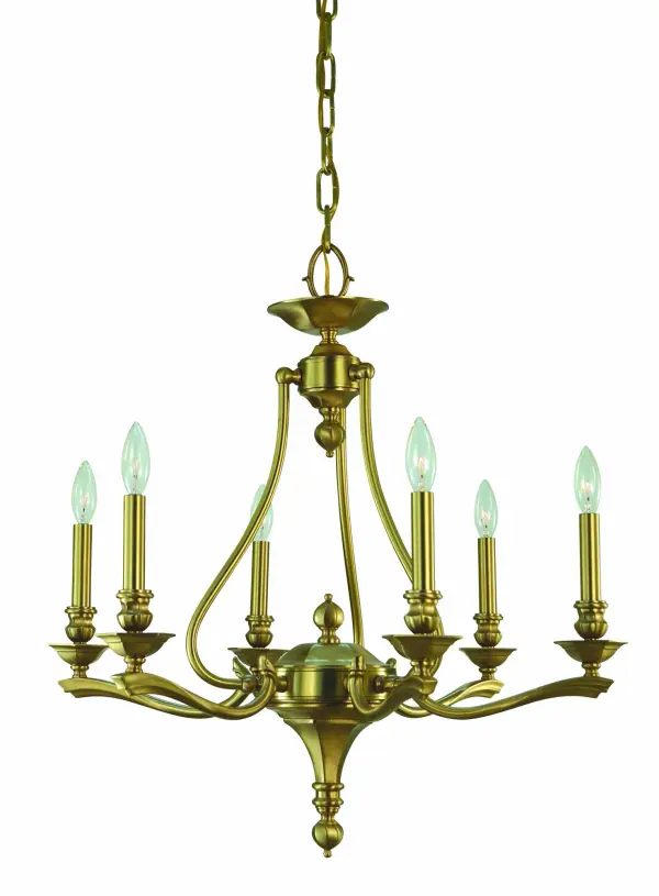 The Fin De Siecle chandelier brings turn-of-the-century elegance to modern dining spaces. Its 25-inch width and 6-light configuration provide balanced illumination for medium-sized rooms, while the brushed brass finish adds warmth and sophistication.