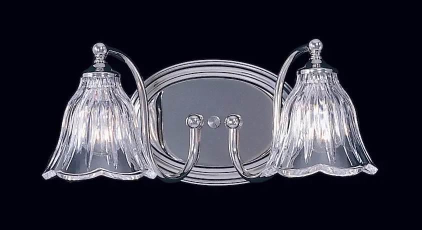 Two Light Crystal Wall Sconce in Polished Brass