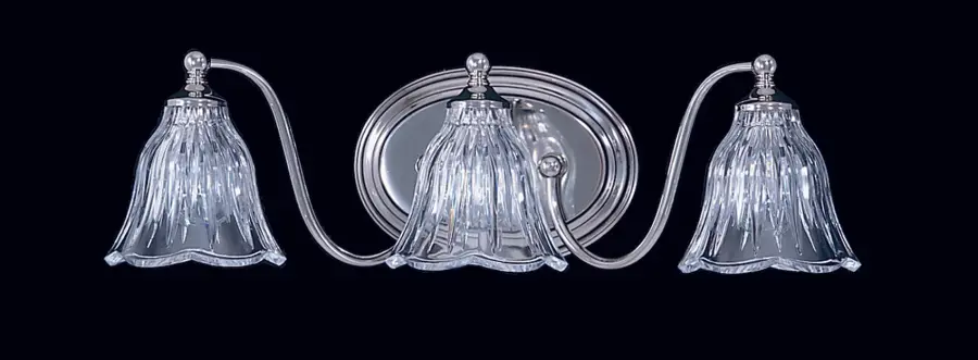 Three Light Crystal Wall Sconce in Polished Brass