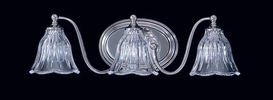Geneva 3-Light Crystal Sconce in Polished Nickel