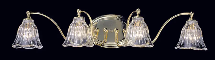 Geneva 4-Light Crystal Sconce in Polished Brass