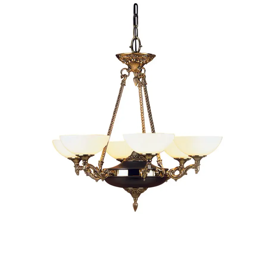 Napoleonic 6-Light French Brass Dining Chandelier