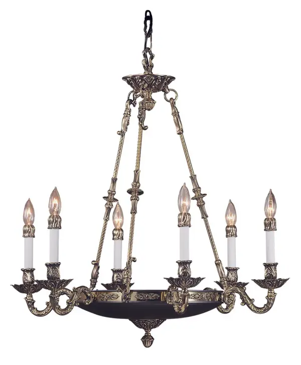 Napoleonic 6-Light French Brass Dining Chandelier - Image 1