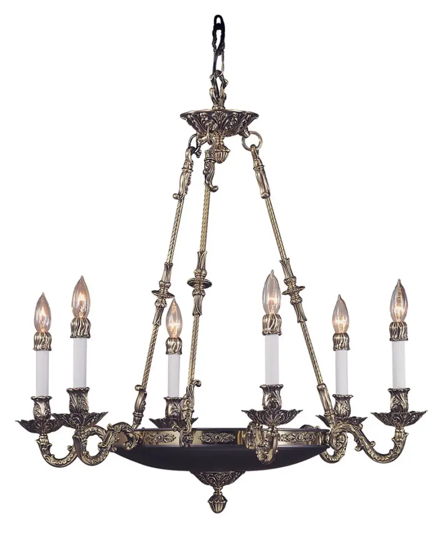 Napoleonic 6-Light French Brass Dining Chandelier - Image 1