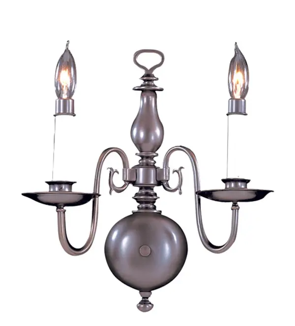 The Jamestown sconce brings traditional elegance to any space with its mahogany bronze finish and dual candle-style lights. At 13 inches wide and 14 inches tall, it provides substantial presence without overwhelming the wall.