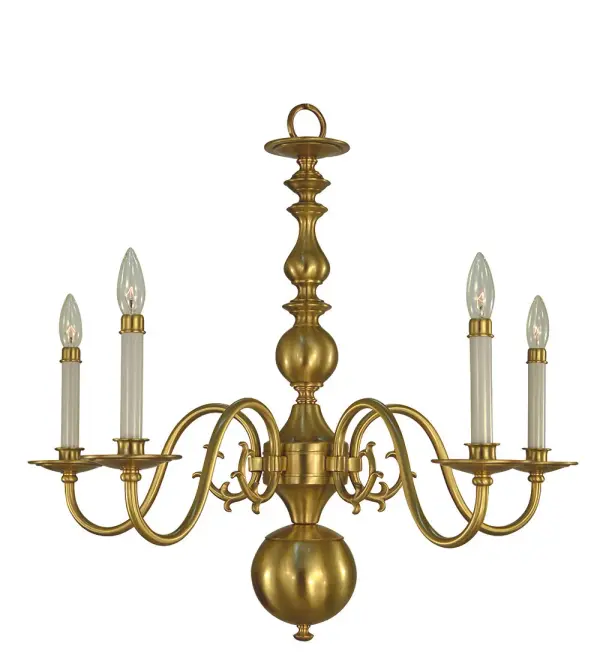 The Jamestown chandelier brings timeless elegance to dining spaces with its 5-light candle design and warm brushed brass finish. At 29 inches wide, it's perfectly sized for medium dining rooms and offers versatile style that bridges traditional and transitional aesthetics.