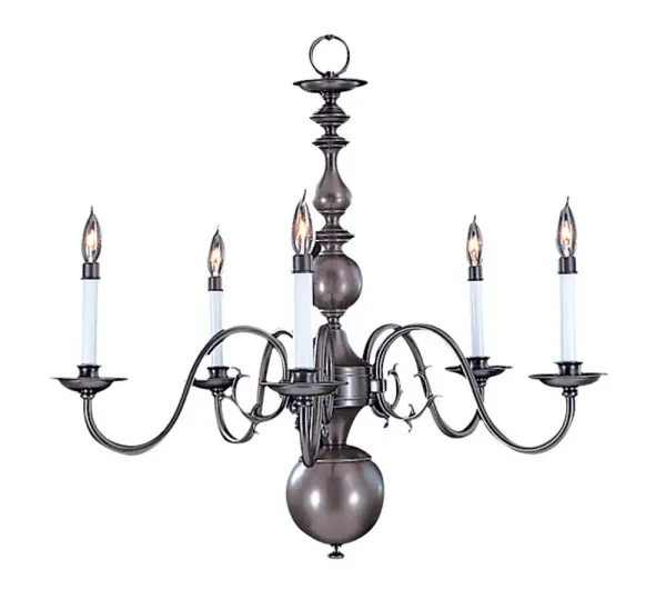 The Jamestown chandelier brings traditional elegance to dining spaces with its candle-style design and rich Mahogany Bronze finish. At 29 inches wide, it's perfectly sized for medium dining rooms and offers customizable hanging height.