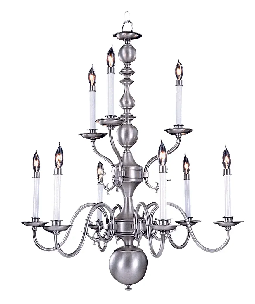 Nine Light Colonial Chandelier in Mahogany Bronze