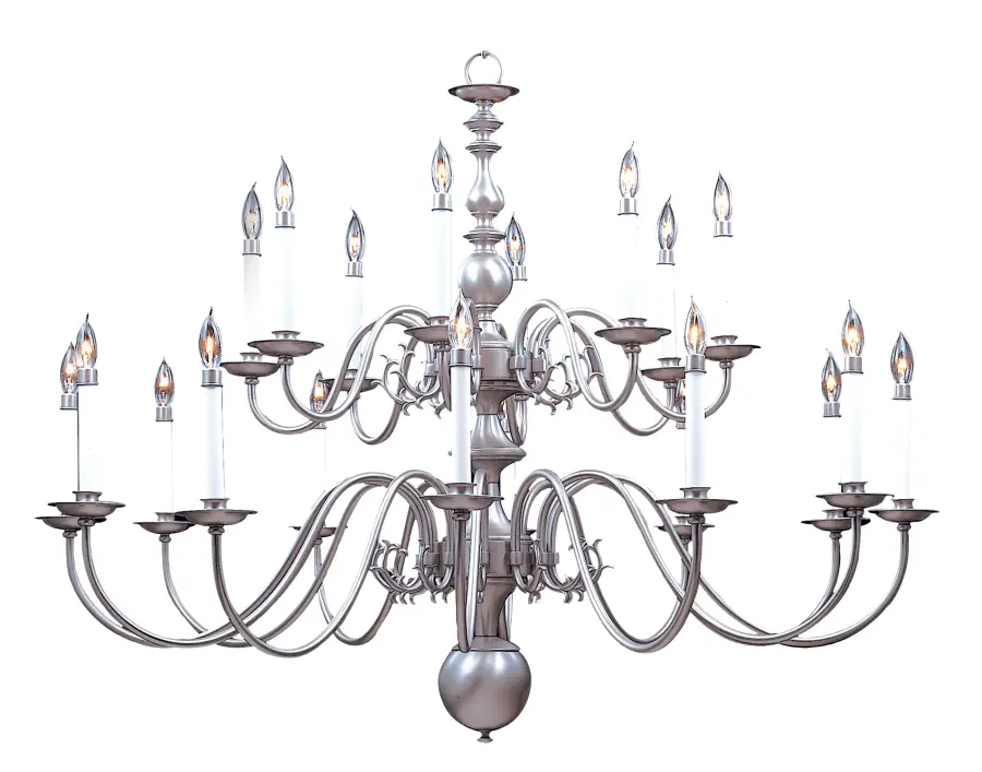 20-Light Colonial Foyer Chandelier in Mahogany Bronze
