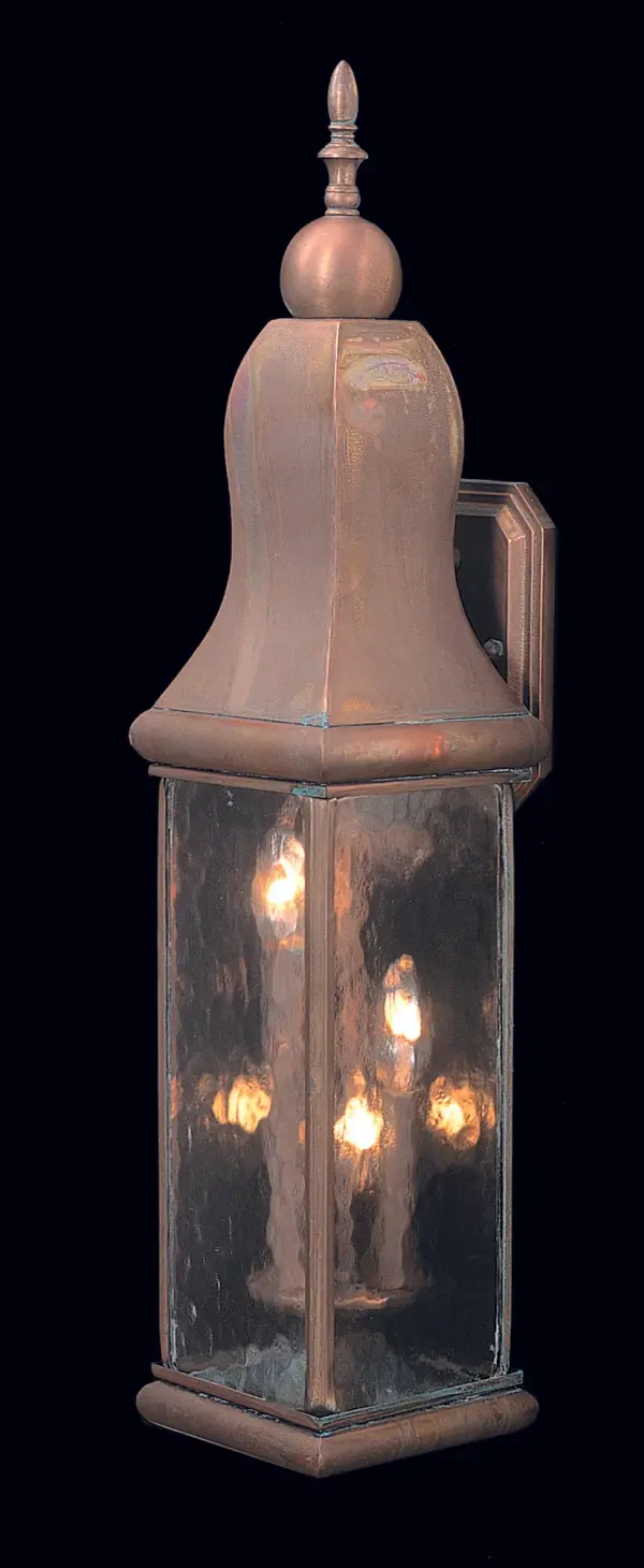 The Marquis 3-Light Wall Mount brings old-world elegance to outdoor spaces with its substantial 27.5-inch height and authentic raw copper finish. Perfect for making a statement at entryways and porches.
