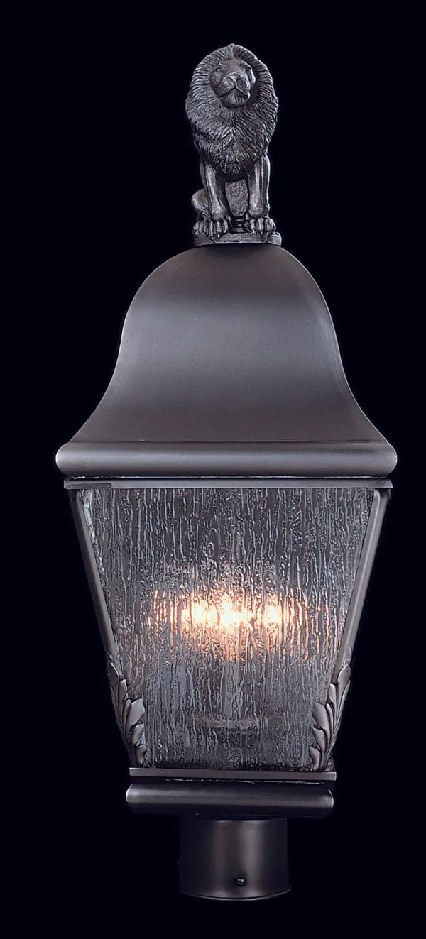 The Coeur De Lion exterior post mount brings Old World elegance to outdoor spaces with its traditional iron construction and 3-light configuration. At 24 inches tall, it provides substantial illumination while making a sophisticated design statement.