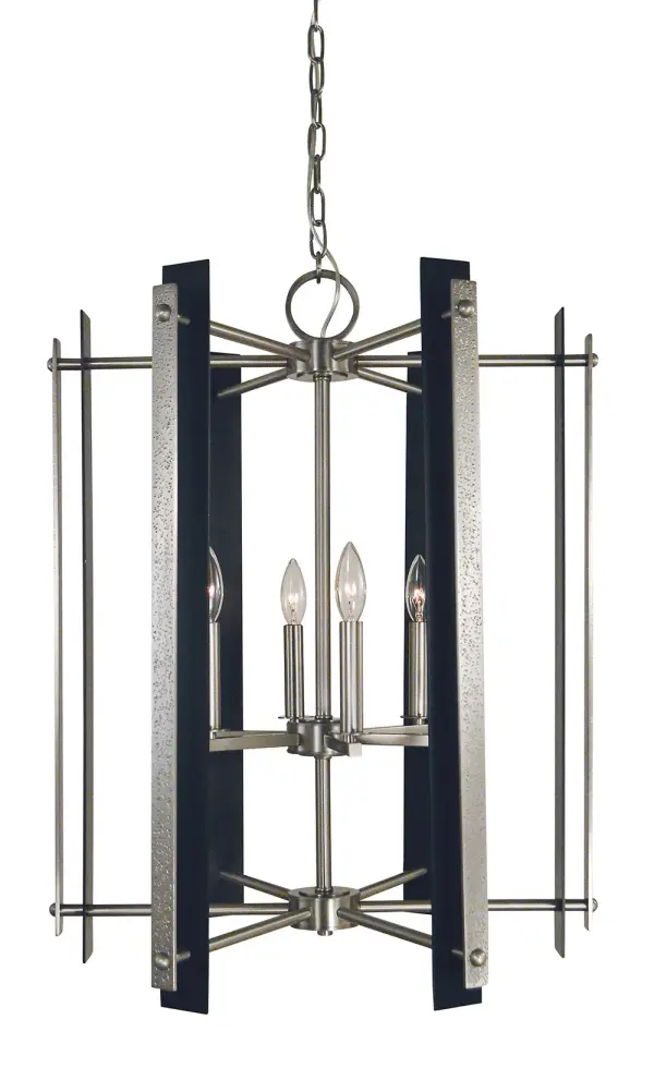 The Bucolic chandelier combines brushed nickel and matte black finishes for a sophisticated transitional look. With 6 candelabra lights and adjustable chain, it's perfect for medium-sized foyers and entryways seeking refined style.