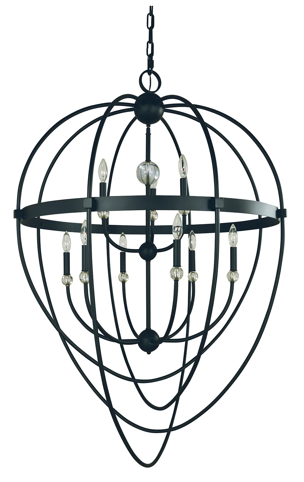 Aurora 9-Light Foyer Chandelier in Matte Black