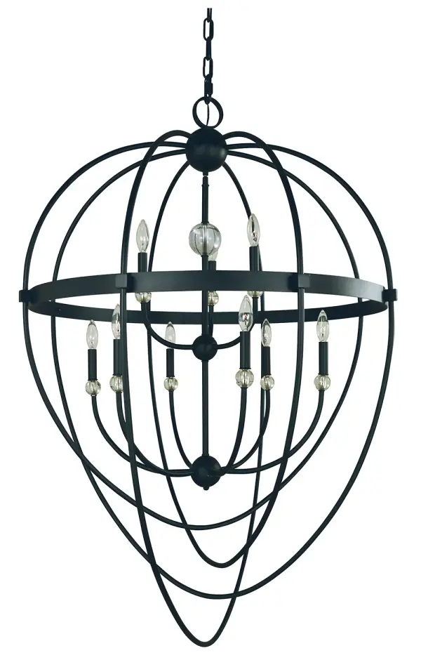 Aurora 9-Light Foyer Chandelier in Matte Black