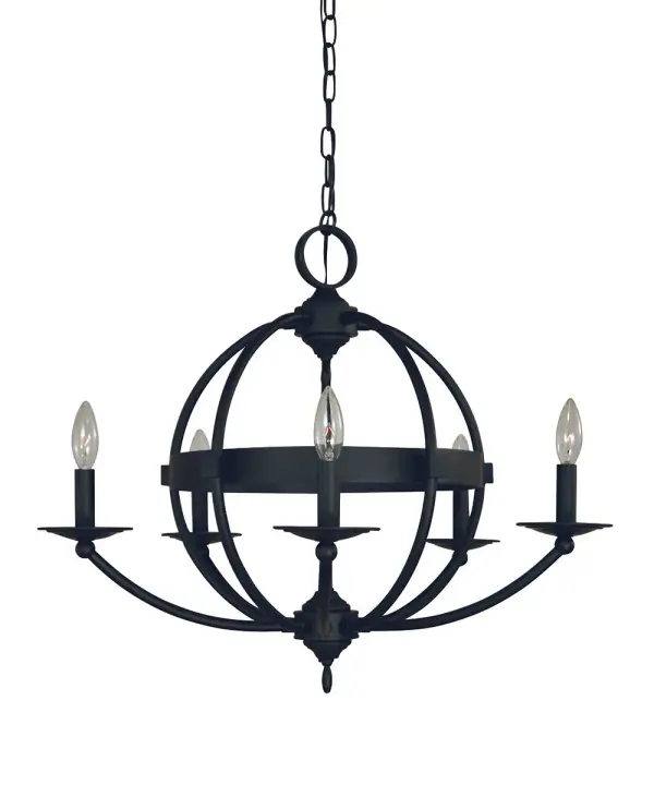 The Aurora chandelier brings contemporary elegance to dining spaces with its clean-lined 5-light design and sophisticated matte black finish. At 26 inches wide, it's perfectly sized for medium dining rooms and kitchen islands.