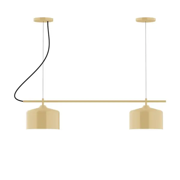 Axis, a contemporary series of basic spun geometric shapes, is simply configured for interior use. Colorful and clean-lined, these axially symmetric shapes will add pizzazz to your space. Collection: Julia Finish: Ivory Glass: 8.5" Julia Notes: A19 LED Width: 8.50" Height: 79.75" Length: 36.00" Weight: 12.00 lb Wire: 6' Navy Mini Tweed Fabric Cord Canopy: (2) 5" diameter Number of Bulbs: 2 Maximum Wattage: 100.00 W Bulb Type: A19 Bulb Base: E26 Medium Light Source: Incandescent or LED equivalent Dimmable Voltage: 120.00 V Country of Origin: US Safety Listing: UL/cUL Safety Rating: Dry LED Manufacturer Warranty: 1-year limited warranty on the fixture.