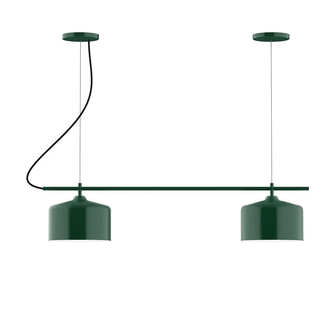 Julia Two Light Linear Chandelier in Forest Green