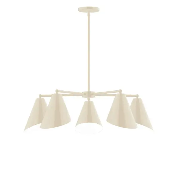 The Jasmine collection reflects a more modern RLM style. Clean lines and basic geometric shapes define this series. Available in multiple shade styles to suit your décor, be it modern farmhouse, coastal cottage, or industrial loft. Collection: Jasmine Finish: Cream Glass: 7" Jasmine Width: 31.75" Height: 57.00" Length: 31.75" Weight: 20.00 lb Canopy: 5" diameter Number of Bulbs: 5 Maximum Wattage: 8.00 W Bulb Type: LED Light Source: LED Light Output: 800.00 lm Color Temperature: 3000 K CRI: 90 Dimmable Rated Average Life: 50,000 Voltage: 120.00 V Country of Origin: US Safety Listing: UL/cUL Safety Rating: Dry LED Manufacturer Warranty: 1-year limited warranty on the fixture.