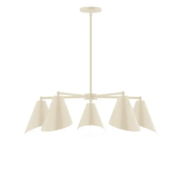 The Jasmine collection reflects a more modern RLM style. Clean lines and basic geometric shapes define this series. Available in multiple shade styles to suit your décor, be it modern farmhouse, coastal cottage, or industrial loft. Collection: Jasmine Finish: Cream Glass: 7" Jasmine Notes: A19 LED Width: 31.75" Height: 57.00" Length: 31.75" Weight: 20.00 lb Canopy: 5" diameter Number of Bulbs: 5 Maximum Wattage: 100.00 W Bulb Type: A19 Bulb Base: E26 Medium Light Source: Incandescent or LED equivalent Dimmable Voltage: 120.00 V Country of Origin: US Safety Listing: UL/cUL Safety Rating: Dry LED Manufacturer Warranty: 1-year limited warranty on the fixture.