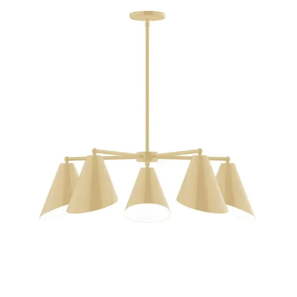 The Jasmine collection reflects a more modern RLM style. Clean lines and basic geometric shapes define this series. Available in multiple shade styles to suit your décor, be it modern farmhouse, coastal cottage, or industrial loft. Collection: Jasmine Finish: Ivory Glass: 7" Jasmine Width: 31.75" Height: 57.00" Length: 31.75" Weight: 20.00 lb Canopy: 5" diameter Number of Bulbs: 5 Maximum Wattage: 8.00 W Bulb Type: LED Light Source: LED Light Output: 800.00 lm Color Temperature: 3000 K CRI: 90 Dimmable Rated Average Life: 50,000 Voltage: 120.00 V Country of Origin: US Safety Listing: UL/cUL Safety Rating: Dry LED Manufacturer Warranty: 1-year limited warranty on the fixture.
