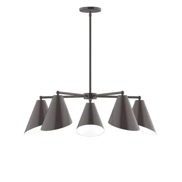 The Jasmine collection reflects a more modern RLM style. Clean lines and basic geometric shapes define this series. Available in multiple shade styles to suit your décor, be it modern farmhouse, coastal cottage, or industrial loft. Collection: Jasmine Finish: Architectural Bronze Glass: 7" Jasmine Width: 31.75" Height: 57.00" Length: 31.75" Weight: 20.00 lb Canopy: 5" diameter Number of Bulbs: 5 Maximum Wattage: 8.00 W Bulb Type: LED Light Source: LED Light Output: 800.00 lm Color Temperature: 3000 K CRI: 90 Dimmable Rated Average Life: 50,000 Voltage: 120.00 V Country of Origin: US Safety Listing: UL/cUL Safety Rating: Dry LED Manufacturer Warranty: 1-year limited warranty on the fixture.