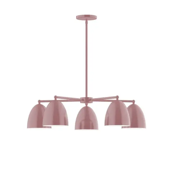 The Jill collection reflects a more modern RLM style. Clean lines and basic geometric shapes define this series. Available in multiple shade styles to suit your décor, be it modern farmhouse, coastal cottage, or industrial loft. Collection: Jill Finish: Mauve Glass: 6" Jill Width: 29.75" Height: 55.00" Length: 29.75" Weight: 20.00 lb Canopy: 5" diameter Number of Bulbs: 5 Maximum Wattage: 8.00 W Bulb Type: LED Light Source: LED Light Output: 800.00 lm Color Temperature: 3000 K CRI: 90 Dimmable Rated Average Life: 50,000 Voltage: 120.00 V Country of Origin: US Safety Listing: UL/cUL Safety Rating: Dry LED Manufacturer Warranty: 1-year limited warranty on the fixture.