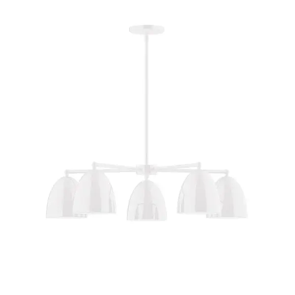 The Jill collection reflects a more modern RLM style. Clean lines and basic geometric shapes define this series. Available in multiple shade styles to suit your décor, be it modern farmhouse, coastal cottage, or industrial loft. Collection: Jill Finish: White Glass: 6" Jill Width: 29.75" Height: 55.00" Length: 29.75" Weight: 20.00 lb Canopy: 5" diameter Number of Bulbs: 5 Maximum Wattage: 8.00 W Light Source: LED Light Output: 800.00 lm Color Temperature: 3000 K CRI: 90 Dimmable Rated Average Life: 50,000 Voltage: 120.00 V Country of Origin: US Safety Listing: UL/cUL Safety Rating: Dry LED Manufacturer Warranty: 1-year limited warranty on the fixture.