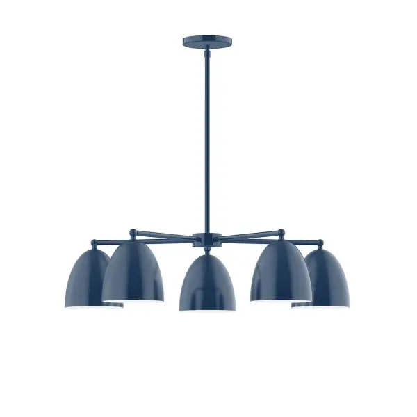 The Jill collection reflects a more modern RLM style. Clean lines and basic geometric shapes define this series. Available in multiple shade styles to suit your décor, be it modern farmhouse, coastal cottage, or industrial loft. Collection: Jill Finish: Navy Glass: 6" Jill Width: 29.75" Height: 55.00" Length: 29.75" Weight: 20.00 lb Canopy: 5" diameter Number of Bulbs: 5 Maximum Wattage: 8.00 W Light Source: LED Light Output: 800.00 lm Color Temperature: 3000 K CRI: 90 Dimmable Rated Average Life: 50,000 Voltage: 120.00 V Country of Origin: US Safety Listing: UL/cUL Safety Rating: Dry LED Manufacturer Warranty: 1-year limited warranty on the fixture.