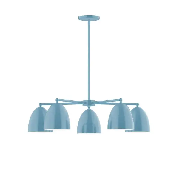 The Jill collection reflects a more modern RLM style. Clean lines and basic geometric shapes define this series. Available in multiple shade styles to suit your décor, be it modern farmhouse, coastal cottage, or industrial loft. Collection: Jill Finish: Light Blue Glass: 6" Jill Width: 29.75" Height: 55.00" Length: 29.75" Weight: 20.00 lb Canopy: 5" diameter Number of Bulbs: 5 Maximum Wattage: 8.00 W Light Source: LED Light Output: 800.00 lm Color Temperature: 3000 K CRI: 90 Dimmable Rated Average Life: 50,000 Voltage: 120.00 V Country of Origin: US Safety Listing: UL/cUL Safety Rating: Dry LED Manufacturer Warranty: 1-year limited warranty on the fixture.