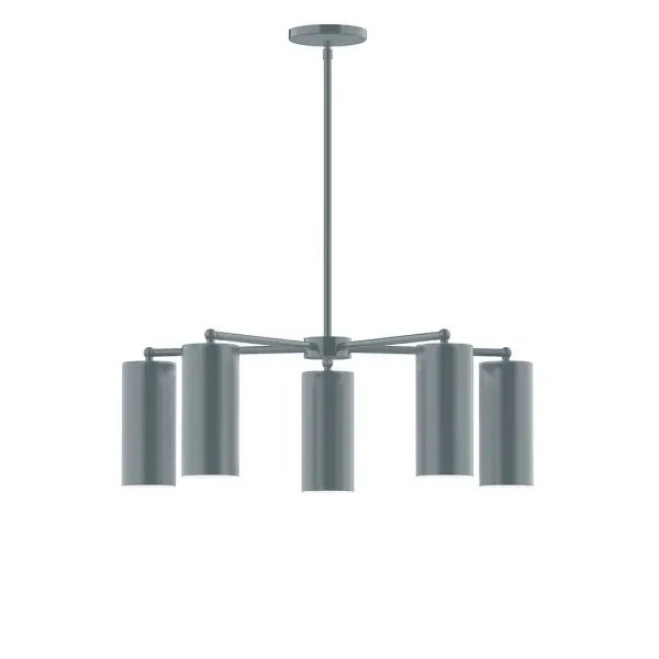 The Jordan collection reflects a more modern RLM style. Clean lines and basic geometric shapes define this series. Available in multiple shade styles to suit your décor, be it modern farmhouse, coastal cottage, or industrial loft. Collection: Jordan Finish: Slate Gray Glass: 3.5" Jordan Width: 27.25" Height: 57.00" Length: 27.25" Weight: 20.00 lb Canopy: 5" diameter Number of Bulbs: 5 Maximum Wattage: 8.00 W Light Source: LED Light Output: 800.00 lm Color Temperature: 3000 K CRI: 90 Dimmable Rated Average Life: 50,000 Voltage: 120.00 V Country of Origin: US Safety Listing: UL/cUL Safety Rating: Dry LED Manufacturer Warranty: 1-year limited warranty on the fixture.
