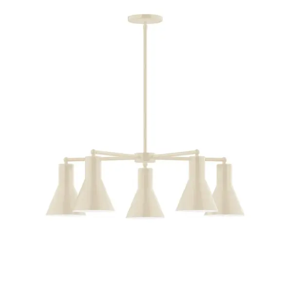 The Flare collection reflects a more modern RLM style. Clean lines and basic geometric shapes define this series. Available in multiple shade styles to suit your décor, be it modern farmhouse, coastal cottage, or industrial loft. Collection: Flare Finish: Cream Glass: 8" Flare Width: 29.75" Height: 56.50" Length: 29.75" Weight: 20.00 lb Canopy: 5" diameter Number of Bulbs: 5 Maximum Wattage: 8.00 W Light Source: LED Light Output: 800.00 lm Color Temperature: 3000 K CRI: 90 Dimmable Rated Average Life: 50,000 Voltage: 120.00 V Country of Origin: US Safety Listing: UL/cUL Safety Rating: Dry LED Manufacturer Warranty: 1-year limited warranty on the fixture.