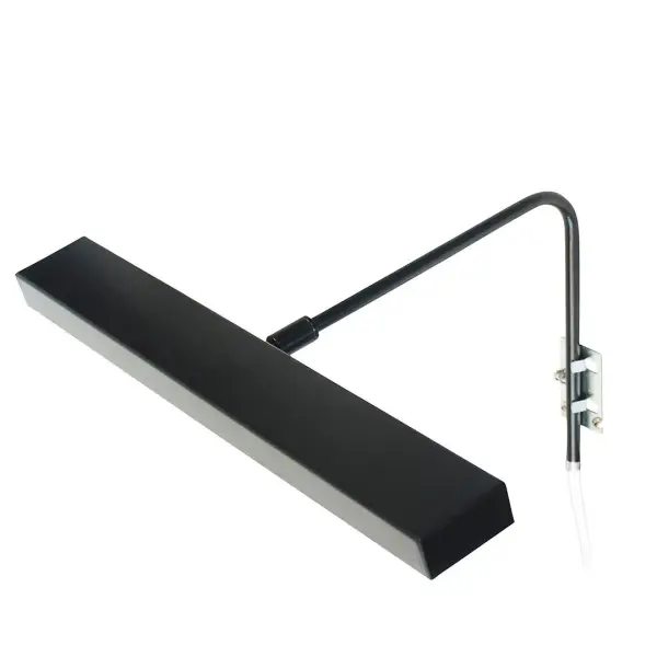 Picture lights create instant ambiance in a room, especially when dimmable. Start your evening with high output and throughout the evening adjust light down to change the mood. The line voltage, plug-in picture light light mounts to either wall or frame and will include an in-line On/Off switch. Our LED picture lights are designed to be kind to your art, eliminating harmful UV and Infrared light, which over time can fade your art. The Designer series picture lights, with their simple and sleek design, are meant to disappear, leaving your illuminated artwork to speak for itself. Collection: Designer Finish: Black Glass: 16 inch Designer Width: 16.00" Height: 4.50" Length: 16.00" Weight: 2.00 lb Extension from Wall: 11.50" Wire: 8" white SPT-2 cord with in-line switch Bulbs Included Maximum Wattage: 4.50 W Bulb Type: LED Bulb Base: Integrated Light Source: LED Light Output: 360.00 lm Color Temperature: 2700 K CRI: 90 Dimmable Beam Spread: 120.00° Rated Average Life: 50,000 Voltage: 120.00 V Material: Steel Country of Origin: US Safety Listing: UL/cUL Safety Rating: Dry Title 20 LED Manufacturer Warranty: 1-year limited warranty on the fixture. 5 year warranty on LED.
