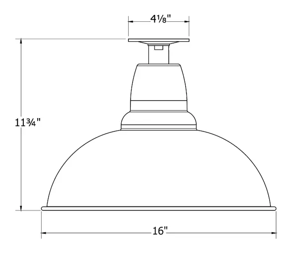 The Flush Mount Ceiling Light mounts close to the ceiling allowing for maximum head room. UL wet rated for outdoor use on a front porch, or in an entryway, but also for interior use as a decorative accent in the kitchen, hallway, bedroom, or bathroom. Our Cafe shade, the ultimate domed reflector, is classic in shape and offers great light output. Collection: Cafe Finish: Architectural Bronze Glass: 16 inch Cafe Width: 16.00" Height: 11.75" Weight: 12.00 lb Canopy: 4.125" diameter Number of Bulbs: 1 Maximum Wattage: 15.00 W Bulb Type: E26 Light Source: LED Light Output: 1200.00 lm Color Temperature: 3000 K CRI: 90 Dimmable Rated Average Life: 50,000 Voltage: 120.00 V Country of Origin: US Safety Listing: UL/cUL Safety Rating: Wet Dark Sky LED Manufacturer Warranty: 1-year limited warranty on the fixture. - alternate view
