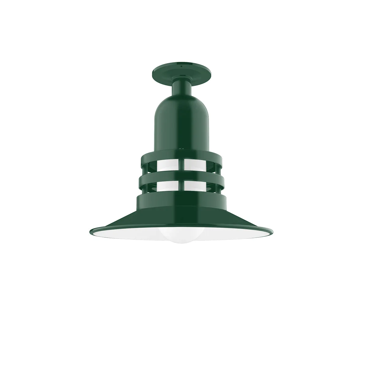 Atomic One Light Flush Mount in Forest Green